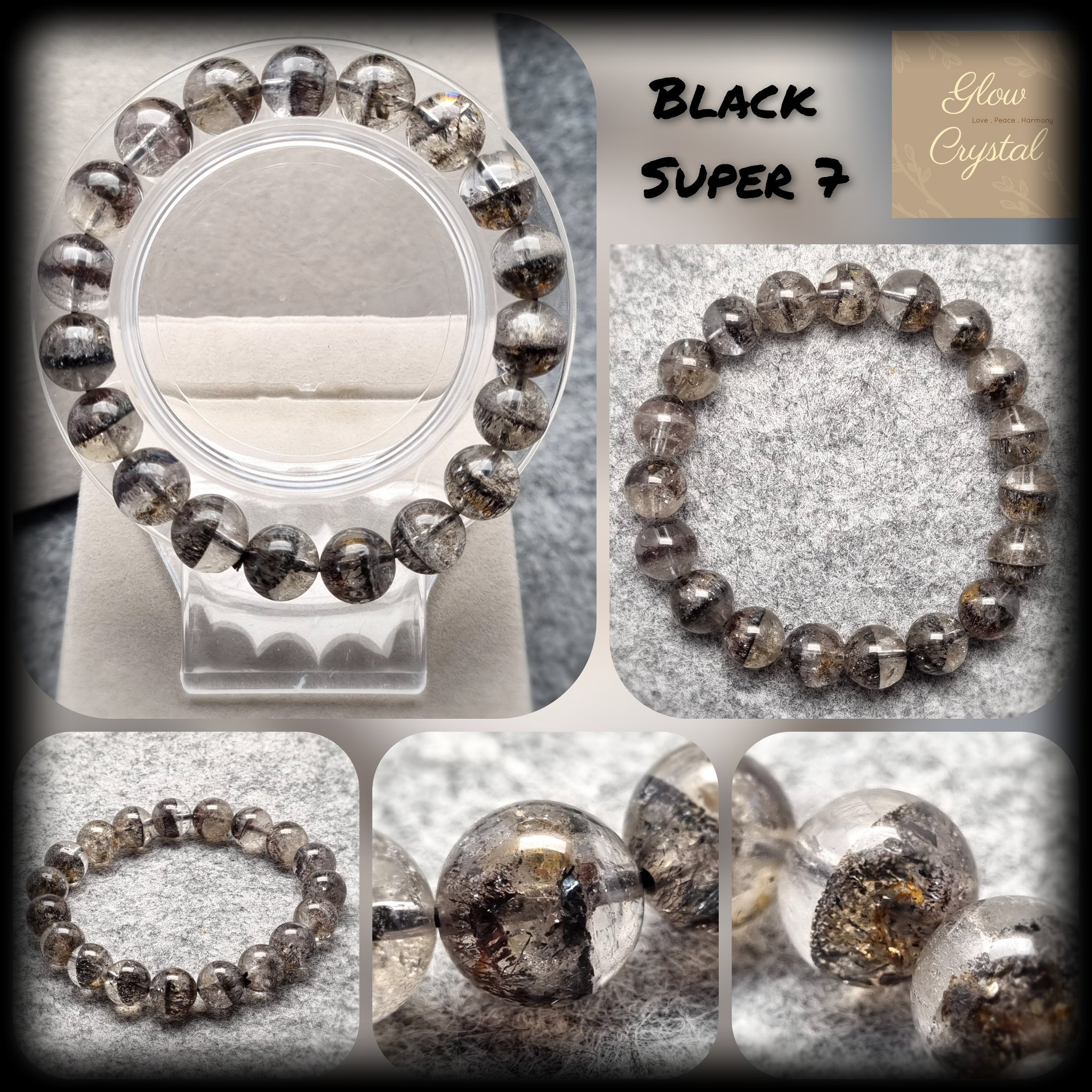 B0742 - Black Super 7 黑超七 Bracelet - 10.2mm