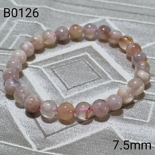 B0126 - Sakura Agate Crystal Bracelet - 7.5mm