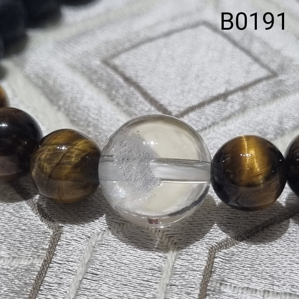 B0191 - Tiger Eye, Lava Stone and Howlite Bracelet - 8.4-12.2mm