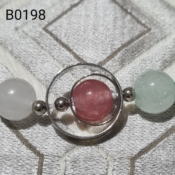 B0198 - Moonstone and Strawberry Quartz Bracelet - 8.2mm