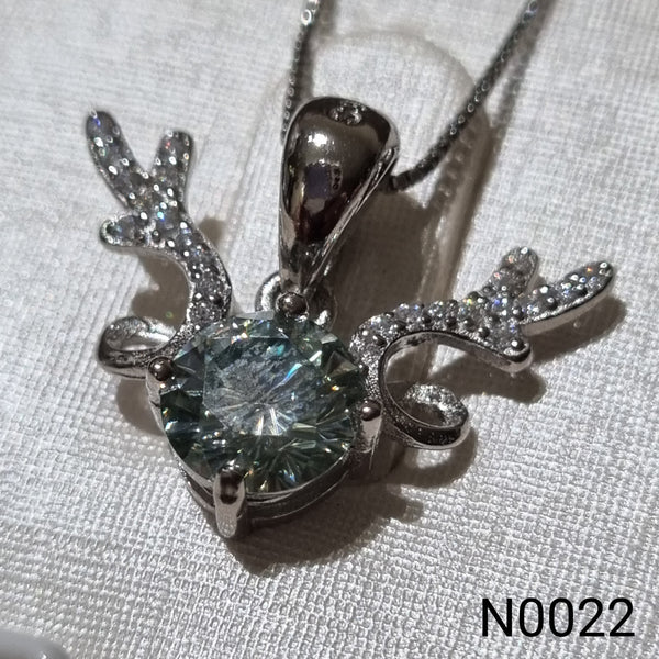 N0022 Moissanite Deer Pendant with Necklace