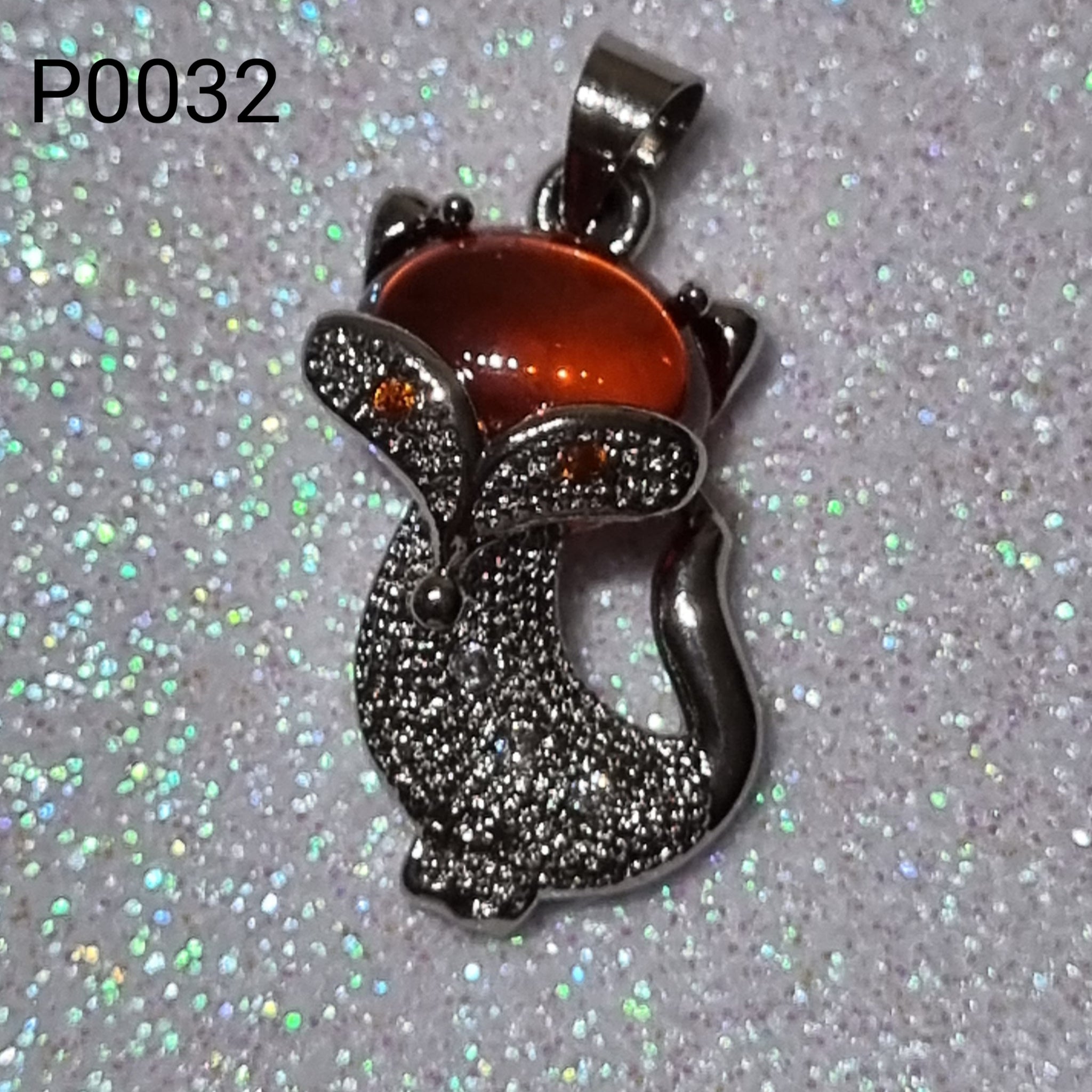 P0032 - Orange Garnet Foxy Pendant