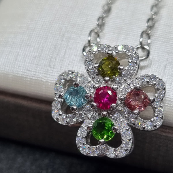 N0036 - Four-leave Clover Tourmaline Necklace