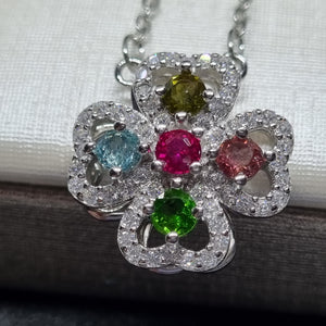 N0036 - Four-leave Clover Tourmaline Necklace