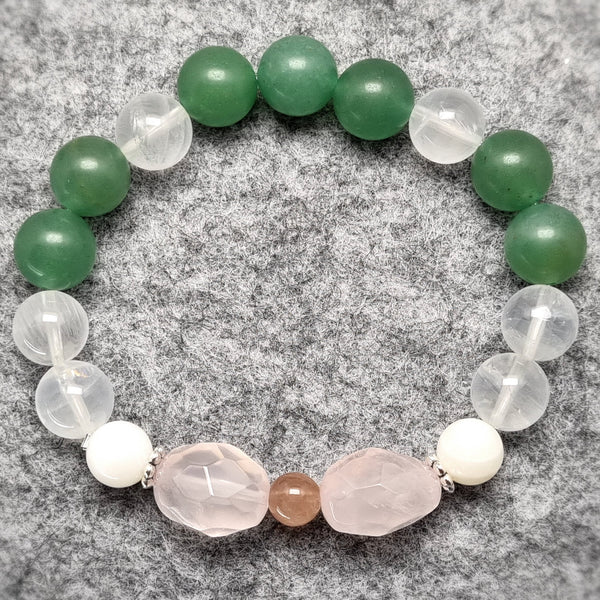 B0500 - Rose Quartz & Green Aventurine Bracelet - 10+mm