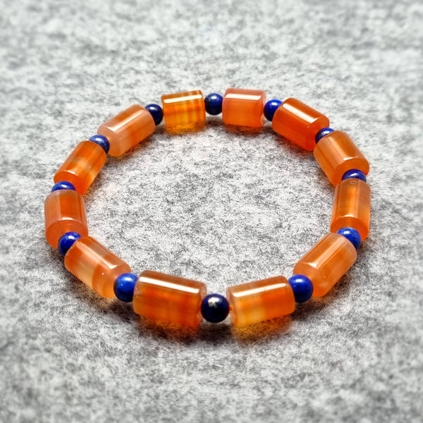 B0627 - Red Agate with Lapis Bracelet - 9.2mm