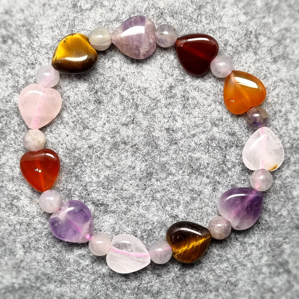 B0727 - Mutli Treasure Hearts Crystal Bracelet