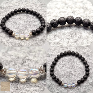 B0578 - Lava Stone & Angel Quartz Bracelet - 6.3mm