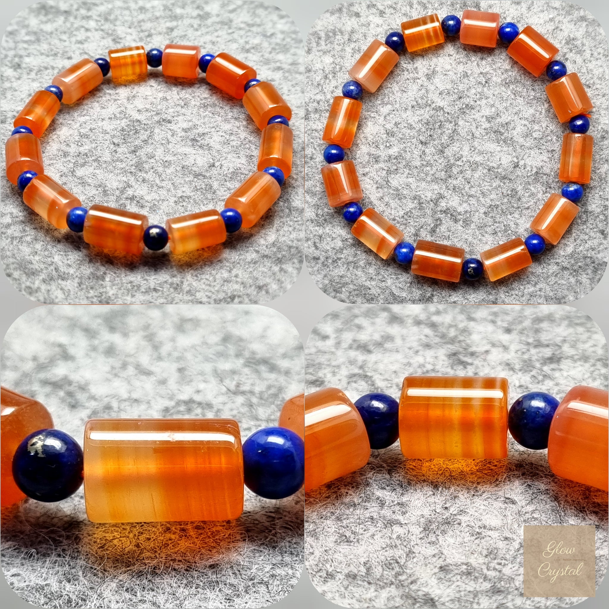 B0627 - Red Agate with Lapis Bracelet - 9.2mm