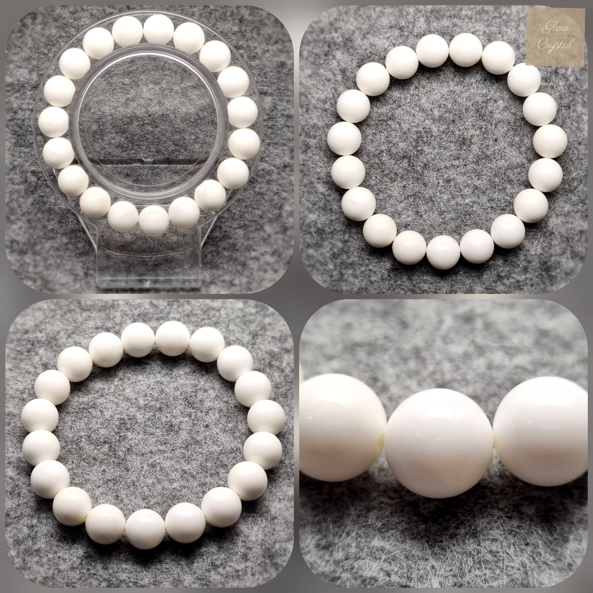 B0708 - White Tridacna Bracelet - 10mm